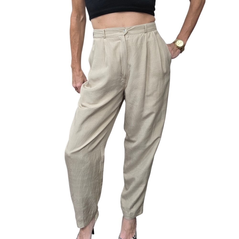 Vintage 80s Liz Claiborne Silk Tapered Trousers Size 6 Korea